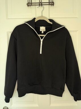 Industry Half Zip Sweatshirt – Black Cropped Pullover (Size S)